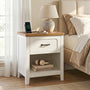 Sikaic Nightstand Farmhouse Nightstand with Drawer & Open Shelf Rustic White White / Engineered Wood / Farmhouse