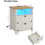 Sikaic Nightstand Nightstand with Charging Station and LED Lights Rustic Vintage White White / Engineered Wood / Farmhouse