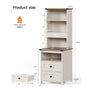 Sikaic Nightstand Tall Nightstand with Charging Station and Bookshelf White White / Engineered Wood / Farmhouse