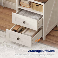 Sikaic Nightstand Tall Nightstand with Charging Station and Bookshelf White White / Engineered Wood / Farmhouse