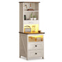 Sikaic Nightstand Tall Nightstand with Charging Station and Bookshelf White White / Engineered Wood / Farmhouse