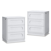 Sikaic Nightstand 2PCS Nightstand with 3 Drawers White White / Engineered Wood / Modern