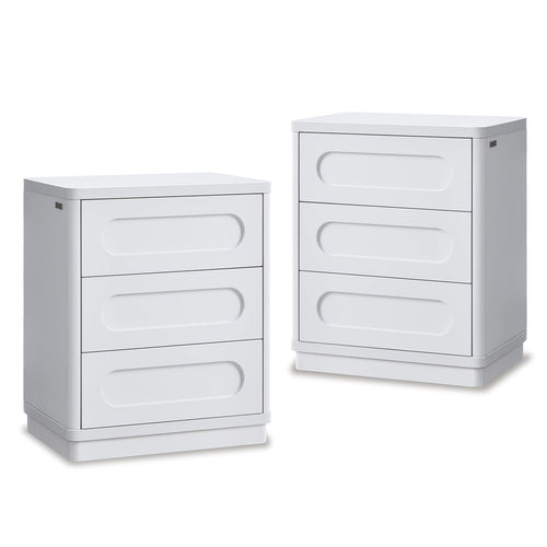 Sikaic Nightstand 2PCS Nightstand with 3 Drawers White White / Engineered Wood / Modern
