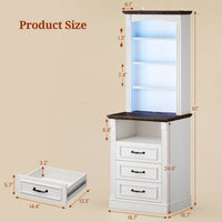 Sikaic Nightstand 61 Inches Tall Nightstand with Charging Station and LED Light White White / Engineered Wood / Modern