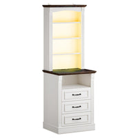Sikaic Nightstand 61 Inches Tall Nightstand with Charging Station and LED Light White White / Engineered Wood / Modern