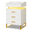 Sikaic Nightstand LED Nightstand White and Gold White / Engineered Wood / Modern