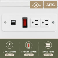 Sikaic Nightstand LED Nightstand with Hutch Drawers Charging Station White