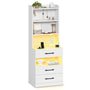 Sikaic Nightstand LED Tall Nightstand with Bookshelf White White / Engineered Wood / Modern