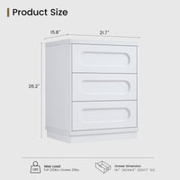 Sikaic Nightstand Nightstand with 3 Drawers White White / Engineered Wood / Modern