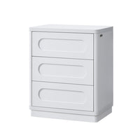 Sikaic Nightstand Nightstand with 3 Drawers White White / Engineered Wood / Modern