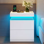 Sikaic Nightstand Nightstand with Sliding Top and 2 Drawers White White / Engineered Wood / Modern