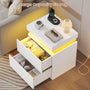 Sikaic Nightstand Nightstand with Sliding Top and 2 Drawers White White / Engineered Wood / Modern