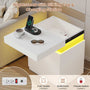 Sikaic Nightstand Nightstand with Sliding Top and 2 Drawers White White / Engineered Wood / Modern