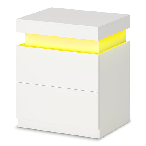 Sikaic Nightstand Nightstand with Sliding Top and 2 Drawers White White / Engineered Wood / Modern