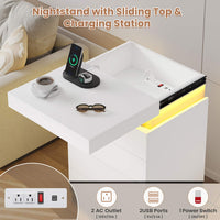 Sikaic Nightstand Nightstand with Sliding Top and 4 Drawers White White / Engineered Wood / Modern