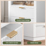 Sikaic Nightstand Tall Fluted Nightstand with Drawers and Charging Station White White / Engineered Wood / Modern