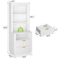 Sikaic Nightstand Tall Fluted Nightstand with Drawers and Charging Station White White / Engineered Wood / Modern