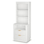 Sikaic Nightstand Tall Fluted Nightstand with Drawers and Charging Station White White / Engineered Wood / Modern