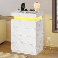 Sikaic Nightstand Nightstand with Sliding Top and 4 Drawers White Marble White Marble / Engineered Wood / Modern