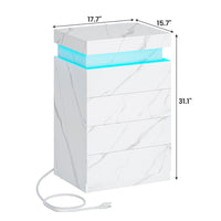 Sikaic Nightstand Nightstand with Sliding Top and 4 Drawers White Marble White Marble / Engineered Wood / Modern