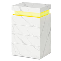 Sikaic Nightstand Nightstand with Sliding Top and 4 Drawers White Marble White Marble / Engineered Wood / Modern