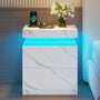 Sikaic Nightstand Nightstand with Sliding Top and 2 Drawers White  Marble White Marble / Engineered Wood / Style