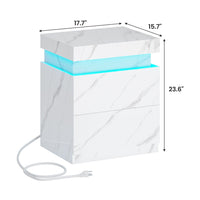 Sikaic Nightstand Nightstand with Sliding Top and 2 Drawers White  Marble White Marble / Engineered Wood / Style
