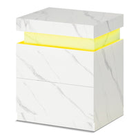 Sikaic Nightstand Nightstand with Sliding Top and 2 Drawers White  Marble White Marble / Engineered Wood / Style