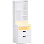 Sikaic Nightstand LED Nightstand with Bookshelf Charging Station White White / Modern