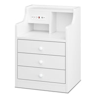 Sikaic Nightstand Nightstand with Charging Station 6 Storage Drawers White White / Wood / Modern