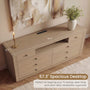 Sikaic 63 inch Wide 8-Drawer Dresser TV Stand White Oak Oak / Engineered Wood / Modern
