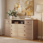 Sikaic 63 inch Wide 8-Drawer Dresser TV Stand White Oak Oak / Engineered Wood / Modern