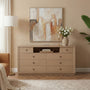 Sikaic 63 inch Wide 8-Drawer Dresser TV Stand White Oak Oak / Engineered Wood / Modern