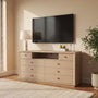 Sikaic 63 inch Wide 8-Drawer Dresser TV Stand White Oak Oak / Engineered Wood / Modern