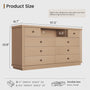 Sikaic 63 inch Wide 8-Drawer Dresser TV Stand White Oak Oak / Engineered Wood / Modern