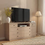 Sikaic 63 inch Wide 8-Drawer Dresser TV Stand White Oak Oak / Engineered Wood / Modern