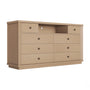 Sikaic 63 inch Wide 8-Drawer Dresser TV Stand White Oak Oak / Engineered Wood / Modern