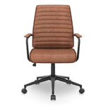 Sikaic Office Chair Leather Home Office Chair with Armrest Brown Brown / Leather / Mid Century