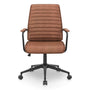 Sikaic Office Chair Leather Home Office Chair with Armrest Brown Brown / Leather / Mid Century