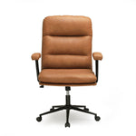 Sikaic Office Chair Leather Office Chair with Adjustable Back Brown Brown / Mid Century / Faux Leather