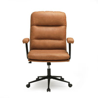 Sikaic Office Chair Leather Office Chair with Adjustable Back Brown Brown / Mid Century / Faux Leather