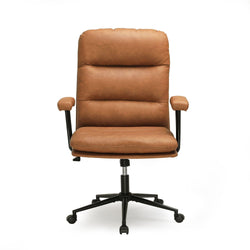 Sikaic Office Chair Leather Office Chair with Adjustable Back Brown Brown / Mid Century / Faux Leather