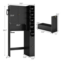 Sikaic Over The Toilet Storage Cabinet 7-Tier L-Shaped Over the Toilet Storage Cabinet with Doors & Drawers Black Black / Engineered Wood / Modern