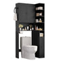 Sikaic Over The Toilet Storage Cabinet 7-Tier L-Shaped Over the Toilet Storage Cabinet with Doors & Drawers Black Black / Engineered Wood / Modern