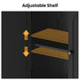 Sikaic Over The Toilet Storage Cabinet 7-Tier L-Shaped Over the Toilet Storage Cabinet with Doors & Drawers Black Black / Engineered Wood / Modern