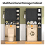 Sikaic Over The Toilet Storage Cabinet 7-Tier L-Shaped Over the Toilet Storage Cabinet with Doors & Drawers Black Black / Engineered Wood / Modern