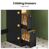 Sikaic Over The Toilet Storage Cabinet 7-Tier L-Shaped Over the Toilet Storage Cabinet with Doors & Drawers Black Black / Engineered Wood / Modern