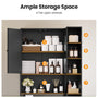 Sikaic Over The Toilet Storage Cabinet 7-Tier L-Shaped Over the Toilet Storage Cabinet with Doors & Drawers Black Black / Engineered Wood / Modern