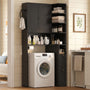 Sikaic Over The Toilet Storage Cabinet 7-Tier L-Shaped Over the Toilet Storage Cabinet with Doors & Drawers Black Black / Engineered Wood / Modern