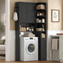 Sikaic Over The Toilet Storage Cabinet 7-Tier L-Shaped Over the Toilet Storage Cabinet with Doors & Drawers Black Black / Engineered Wood / Modern